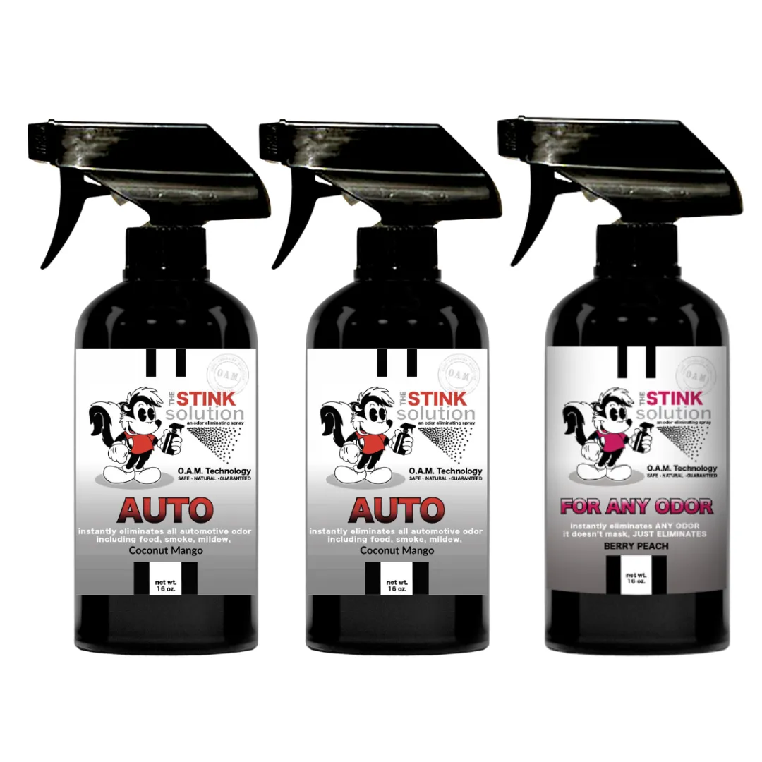 Three Pack - Two Auto Odor Eliminating Sprays   One Spray of Choice 16 oz